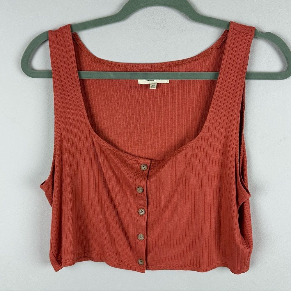 NWOT Madewell ribbed cropped top with buttons size XL
